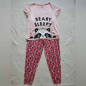 Secret Treasures Medium Pink Panda Valentine's Day 2-Piece Pajama Set